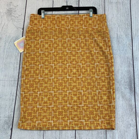 LuLaRoe Pencil Skirt sz 2XL Orange Patterned Stretch Cassie Pull on New NWT - Picture 4 of 7